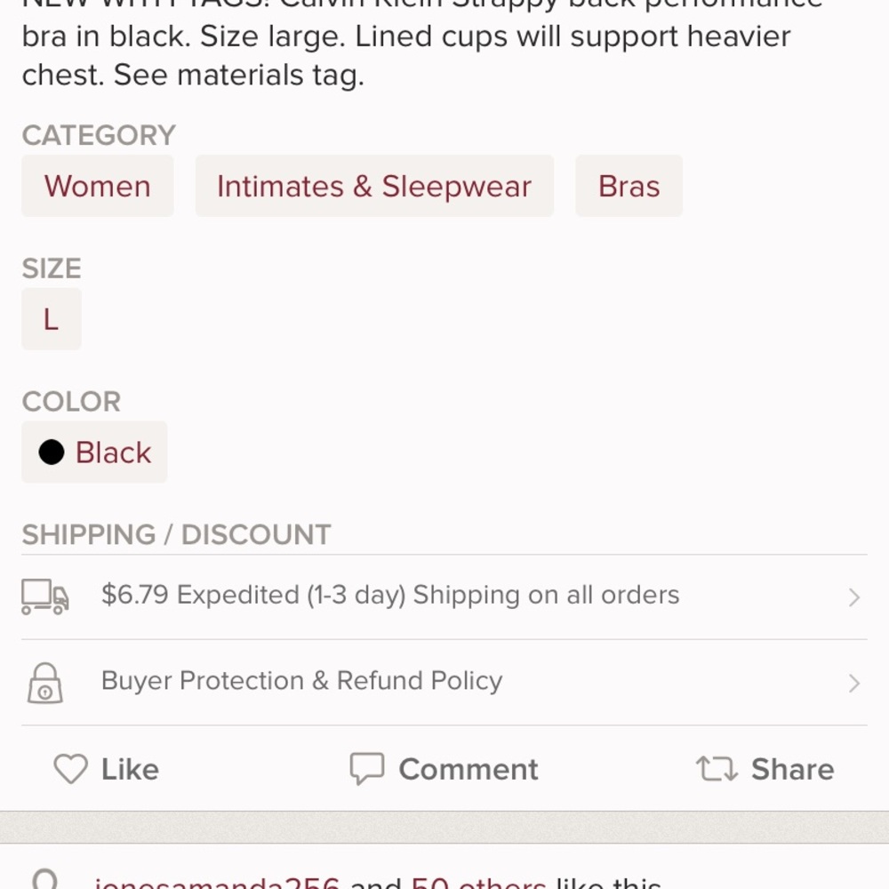 NWT Calvin Klein Strappy Racerback Sports Bra L - Picture 7 of 7